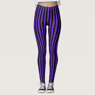 Lila und schwarze gothische Streifen Leggings