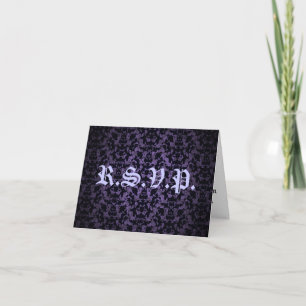 Lila und schwarze gotische elegante R.S.V.P. Karte