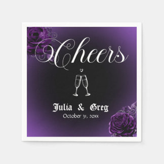 Lila und schwarze gotische Hochzeits-Cocktailservi Serviette