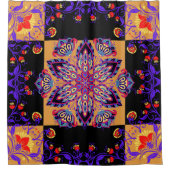 Lila und schwarze grafische Kunstwerke, Violettatu Duschvorhang (Vorderseite)