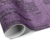 Lila und schwarze Grunge bedrückte Vintage Zeitung Geschenkpapier (Rolleneckpunkt)