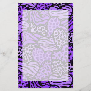 Lila und schwarze gürtelige Tierherzen Briefpapier