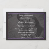 Lila und schwarze Hochzeits-Einladungen Einladung (Rückseite)