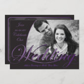 Lila und schwarze Hochzeits-Einladungen Einladung (Vorne/Hinten)