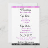 Lila und schwarze Karierte Kinderdusche Einladung (Rückseite)