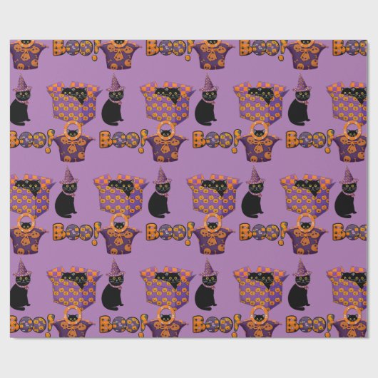 Lila und schwarze Katze/Halloween-Bootskraft oder Geschenkpapier (Flach)
