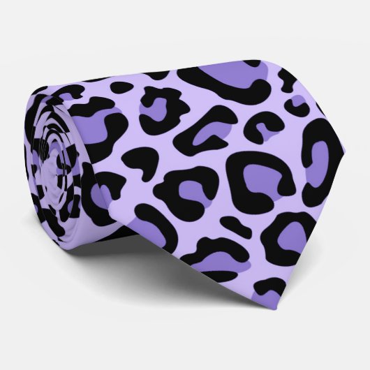Lila und schwarze Leopard-Druck-Hals-Krawatte Krawatte (Gerollt)