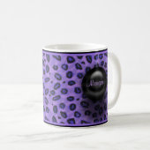 Lila und schwarze Leopard-Name-Tasse Kaffeetasse (VorderseiteRechts)