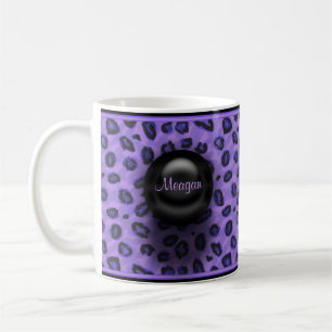 Lila und schwarze Leopard-Name-Tasse Kaffeetasse