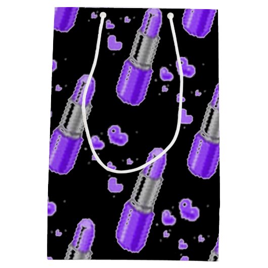 Lila und schwarze Lipstick-Lover-Geschenktasche Mittlere Geschenktüte (Rückseite)