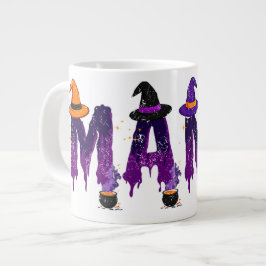 Lila und schwarze Mama-Rotzhut und -Töpfe Jumbo-Tasse