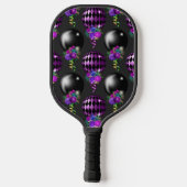 LILA UND SCHWARZE MARDI GRAS BALLOONS BLUME TASSEL PICKLEBALL SCHLÄGER (Rückseite)