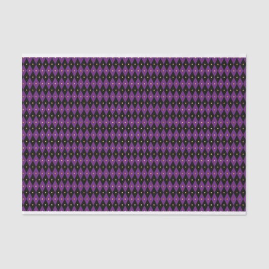 LILA- UND SCHWARZE MARDI-GRAS-DIAMOND-MUSTER SEIDENPAPIER (Vorderseite)