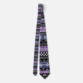 Lila und schwarze moderne Tribal-Stil Neck-Tie Krawatte (Rückseite)