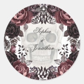 Lila und schwarze Moody-Dunkle Hochzeit Runder Aufkleber (Vorderseite)