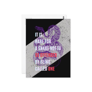 Lila und schwarze Offene Schlangen sarkastische Zi Postkarte