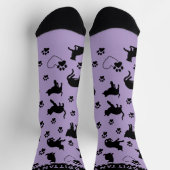 Lila und schwarze Personalisierte Cat Lover Socken (Oben)
