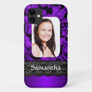 Lila und schwarze personalisierte Fotovorlage Case-Mate iPhone Hülle