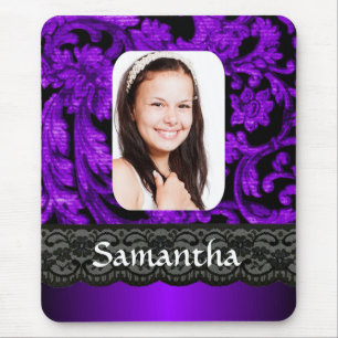Lila und schwarze personalisierte Fotovorlage Mousepad