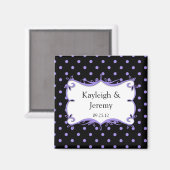Lila und schwarze Polka Dots Save the Date Magn Magnet (Vorderseite/Rückseite)