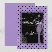 Lila und schwarze Polka Punkte Einladung (Vorne/Hinten)