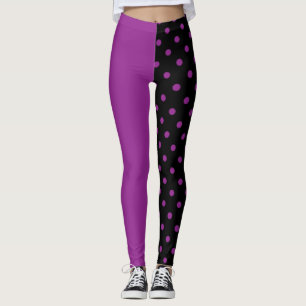 Lila und schwarze Polka-Punkte Leggings