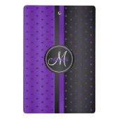 Lila und schwarze Polka-Punkte - Monogramm Mini Klemmbrett (Rückseite)