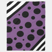 Lila und schwarze Polka-Punkte und Streifen Blanke Fleecedecke (Vorderseite)