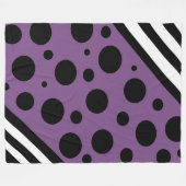 Lila und schwarze Polka-Punkte und Streifen Blanke Fleecedecke (Vorderseite (Horizontal))