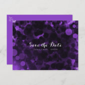 Lila und schwarze Punkte Modernes Party Save the D Ankündigungspostkarte (Vorne/Hinten)