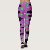 Lila und schwarze Quadrate Leggings (Rückseite)