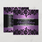Lila und schwarze Rose Sweet 16 Birthday Einladung (Vorne/Hinten)