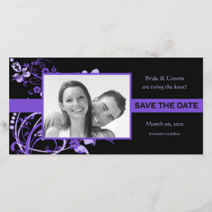 Lila und schwarze Save the Date Foto-Karten