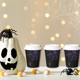 Lila und schwarze Spinne Pappbecher