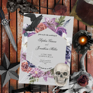 Lila und schwarze stimmungsvolle dunkle Hochzeitse Einladung