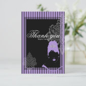 Lila und schwarze Streifen Dankeschön Karte (Stehend Vorderseite)