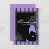 Lila und schwarze Streifen Dankeschön Karte (Vorne/Hinten)