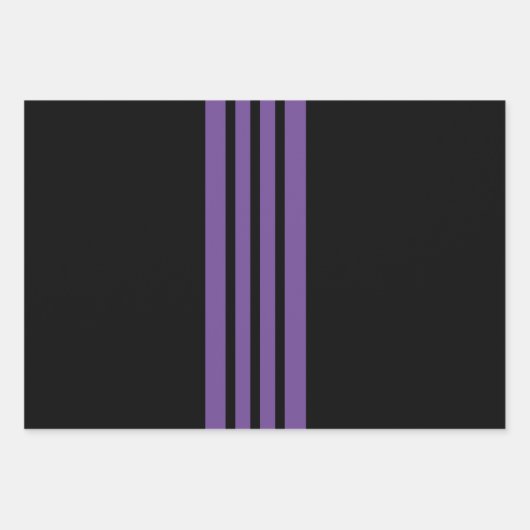 Lila und schwarze Streifen Geschenkpapier Set (Vorderseite 3)