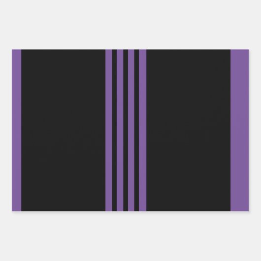 Lila und schwarze Streifen Geschenkpapier Set (Vorderseite 2)