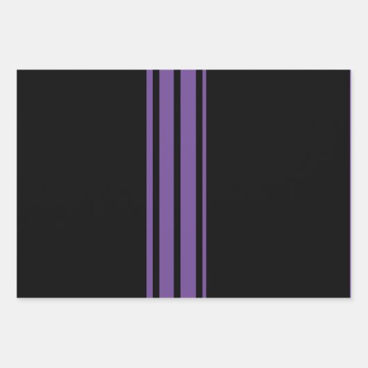 Lila und schwarze Streifen Geschenkpapier Set (Vorderseite)