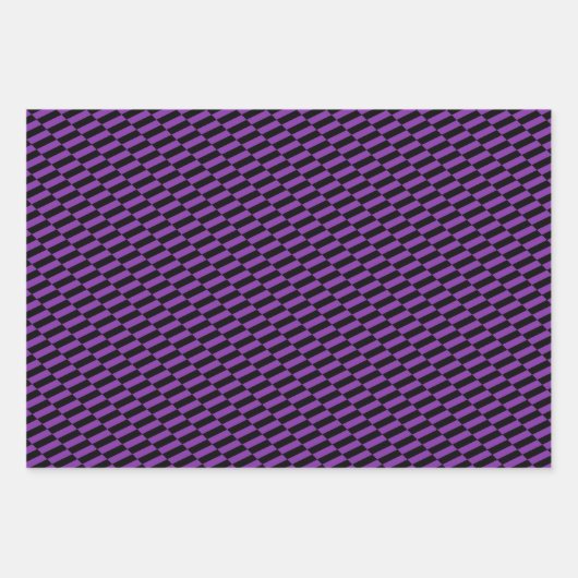 Lila und schwarze Streifen & Streifen. Zig Zags Geschenkpapier Set (Vorderseite 2)