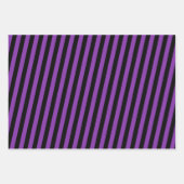 Lila und schwarze Streifen & Streifen. Zig Zags Geschenkpapier Set (Vorderseite)
