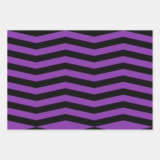 Lila und schwarze Streifen & Streifen. Zig Zags Geschenkpapier Set (Vorderseite 3)