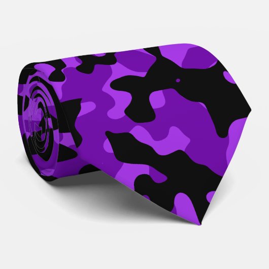 Lila und schwarze Tarnungs-Krawatte Krawatte (Gerollt)