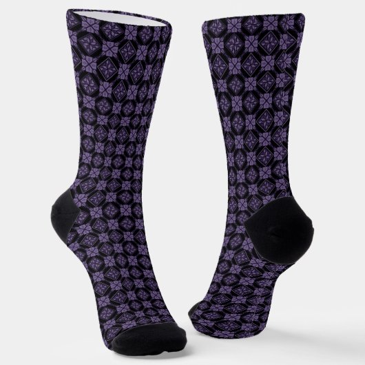 Lila und schwarze Tatreez Henna Thobe Muster Socken (Gewinkelt)