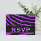Lila und schwarze Tiger Print UAWG Wedding Respons RSVP Karte (Stehend Vorderseite)