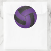 Lila und schwarze Volleyball Runder Aufkleber (Tasche)