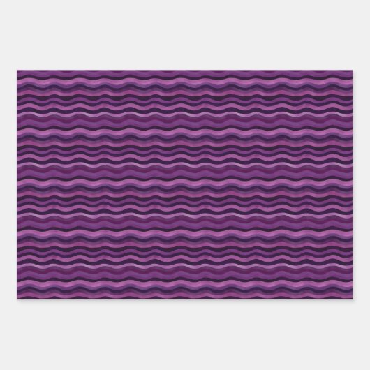 Lila und schwarze Wavy Lines Geschenkpapier Set (Vorderseite 2)