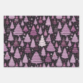 Lila und schwarze Weihnachtsbaumen Weihnachten Geschenkpapier Set (Vorderseite 3)