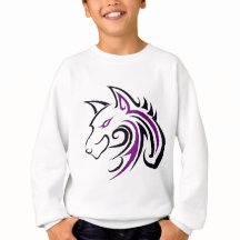 Lila und Schwarze Wolf Head Kontur